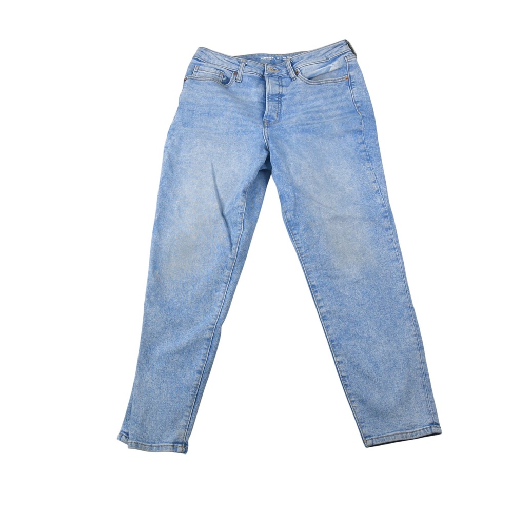 Old Navy O.G. Straight Jeans Womens 12 Blue High Rise Button Fly Stretch